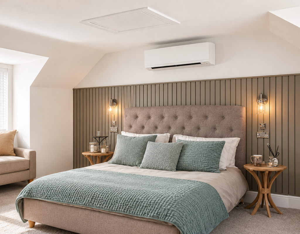 modern bedroom with aircon